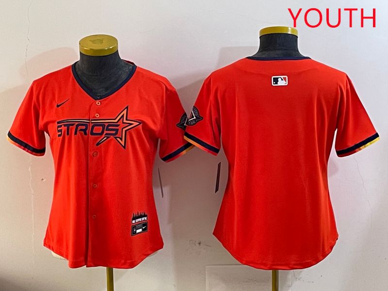 Youth Houston Astros Blank Orange Three generations Joint Name 2025 Nike MLB Jersey style 1